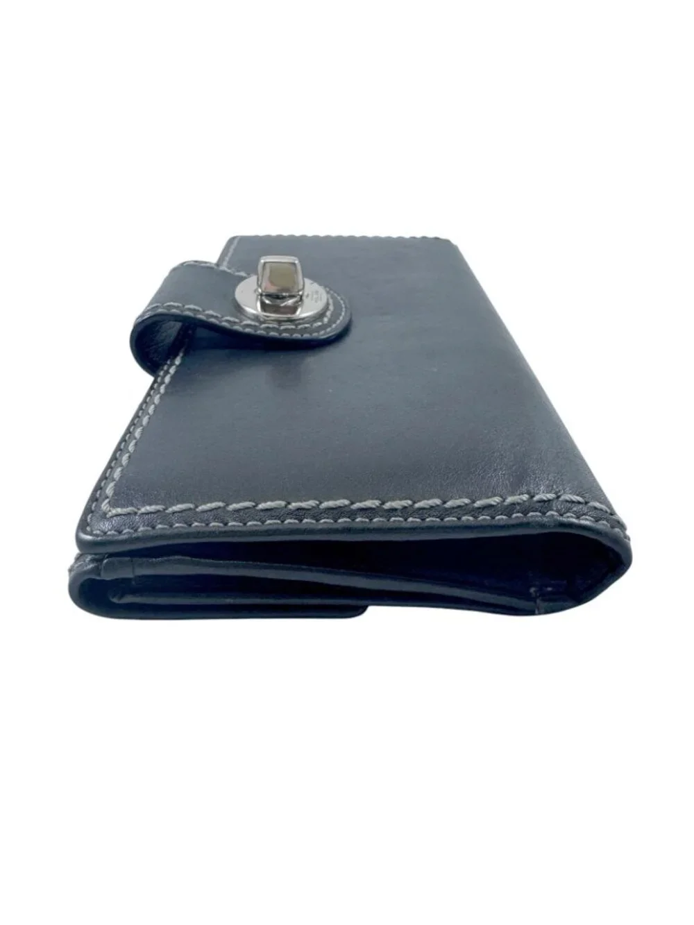 Coach Hampton Wallet Black Leather Silvertone Turnlock Hardware Vintage Y2K